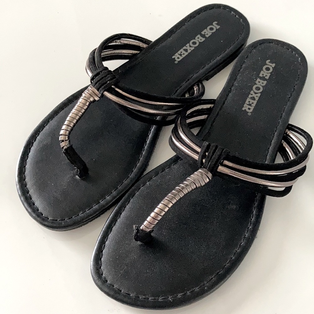 Joe Boxer black and silver sandals.